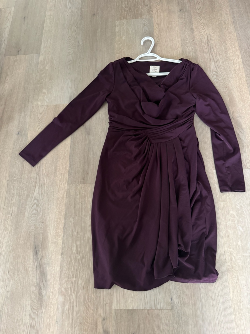 Suzi Chin for Maggy Boutique Long-Sleeve Twist-Front Dress in Plum